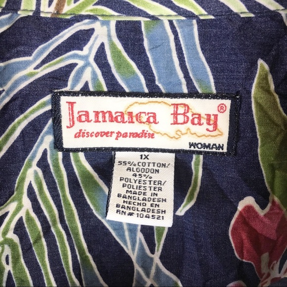 Jamaica Bay Tropical Hawaiian Button Up Shirt 1X - Picture 3 of 5